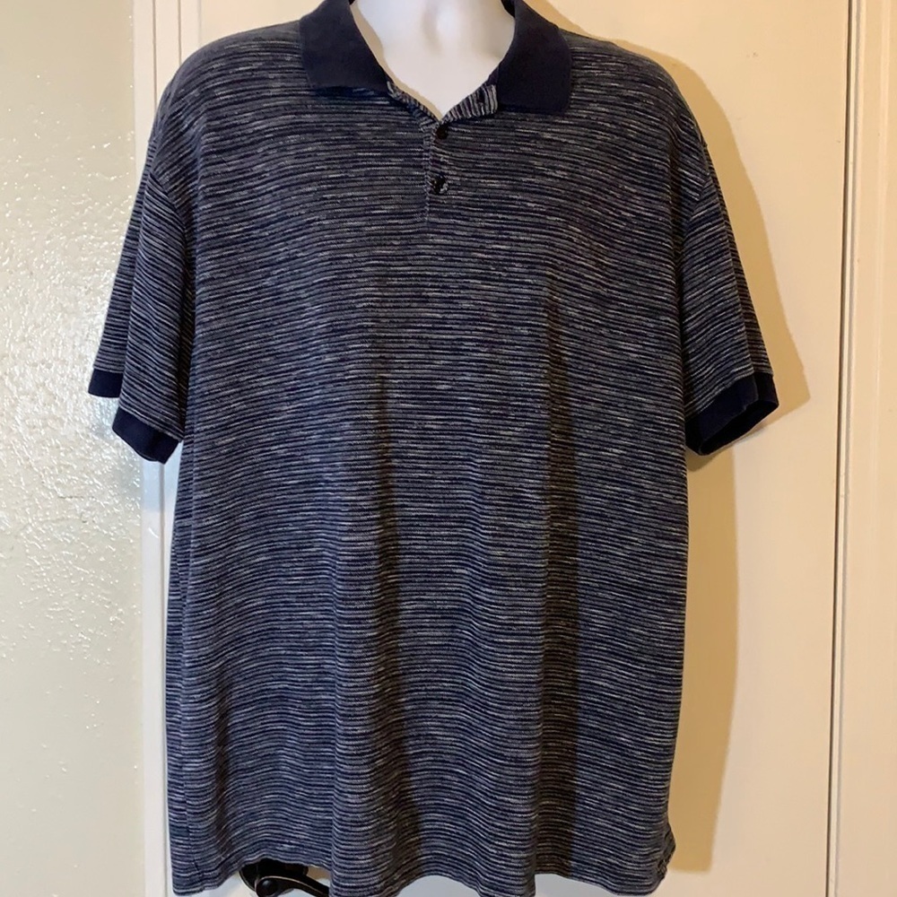 ORVIS Classic Navy Three Button Collar Shirt, XXL